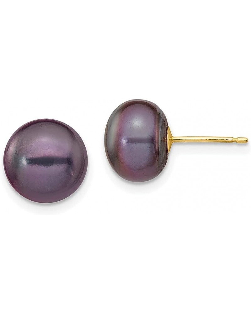 14K White Gold 7 8mm Black Button Freshwater Cultured Pearl Stud Earrings 14K Yellow Gold - 9mm - 0.35 inch $43.33 Earrings