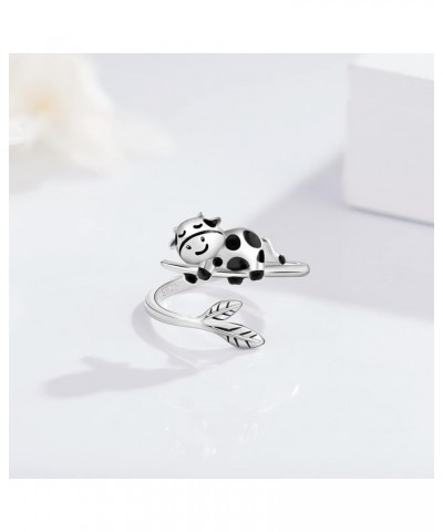 Panda/Koala Ring 925 Sterling Silver Cute Animal Ring Adjustable Open Ring Panda Jewelry Gift for Women Girls Cow $13.44 Rings