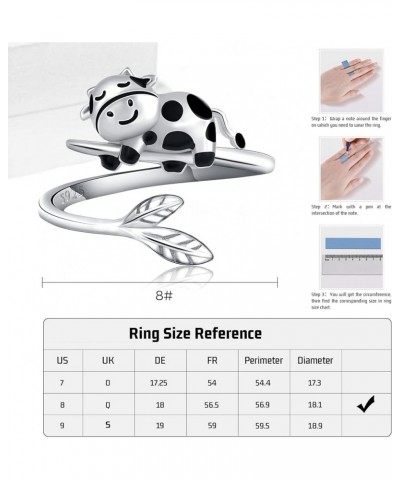 Panda/Koala Ring 925 Sterling Silver Cute Animal Ring Adjustable Open Ring Panda Jewelry Gift for Women Girls Cow $13.44 Rings