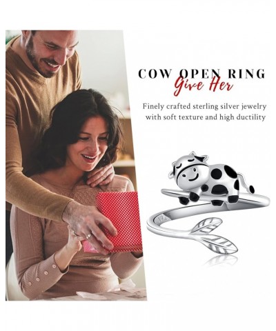 Panda/Koala Ring 925 Sterling Silver Cute Animal Ring Adjustable Open Ring Panda Jewelry Gift for Women Girls Cow $13.44 Rings