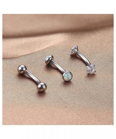 G23 Titanium 16G Eyebrow Piercing Jewelry Curved Barbell Piercing Ear Navel Belly Lip Ring Rook Piercing Piercing CZ Opal Bal...