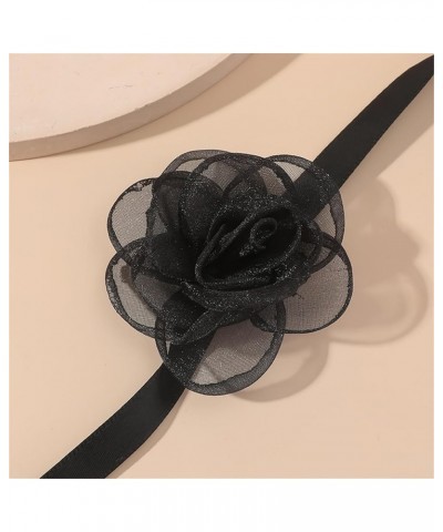 Black Flower Choker for Women Girls, Summer Camellia Flower Velvet Choker Collar Necklace Jewerly for Bride Wedding Party Hal...