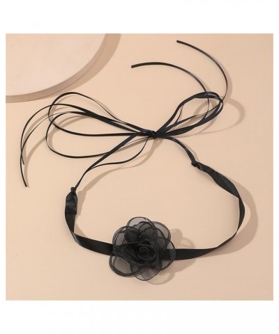 Black Flower Choker for Women Girls, Summer Camellia Flower Velvet Choker Collar Necklace Jewerly for Bride Wedding Party Hal...