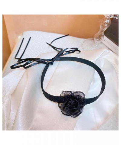 Black Flower Choker for Women Girls, Summer Camellia Flower Velvet Choker Collar Necklace Jewerly for Bride Wedding Party Hal...