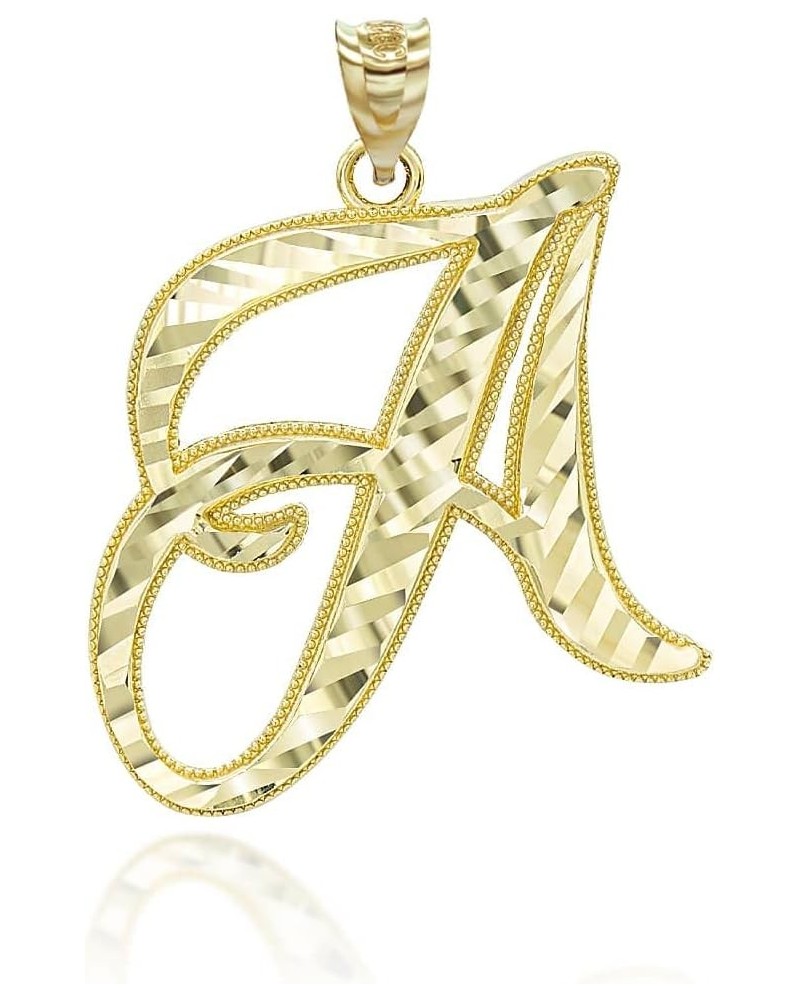 Exquisite 10K or 14K Yellow Gold Fine Dangling Cursive Initial A-Z Charm Pendant - Choice of Initial Letter and Metal A Initi...