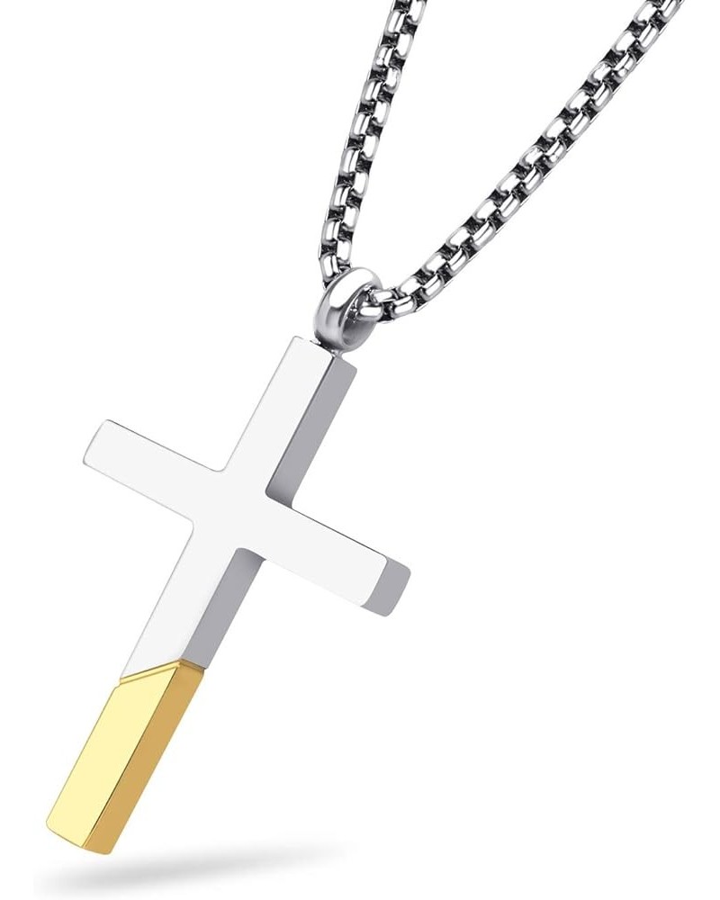 Cross Necklace for Men Women, Stainless Steel Pendant with 16-24” Chain Silver / Yellow Gold 20.0 Inches $12.53 Necklaces