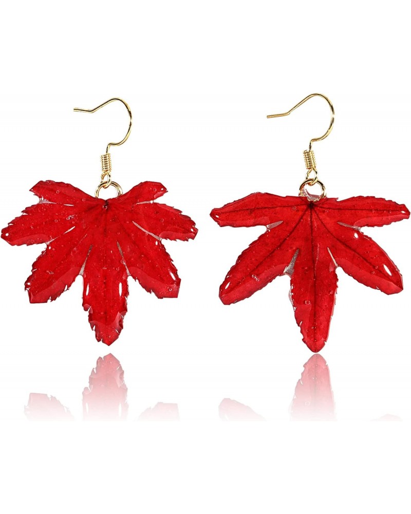 Handmade Real Maple Leaf Earrings Thanksgiving Earrings Fall Earrings for Women Holiday Earrings Pressed Dried Flower Jewelry...