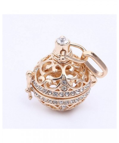 Retro Lady Floral Carved CZ Chime Bell Harmony Ball Locket Angel Caller Necklace for Women Girls Teens White $5.79 Necklaces