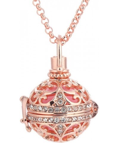 Retro Lady Floral Carved CZ Chime Bell Harmony Ball Locket Angel Caller Necklace for Women Girls Teens White $5.79 Necklaces