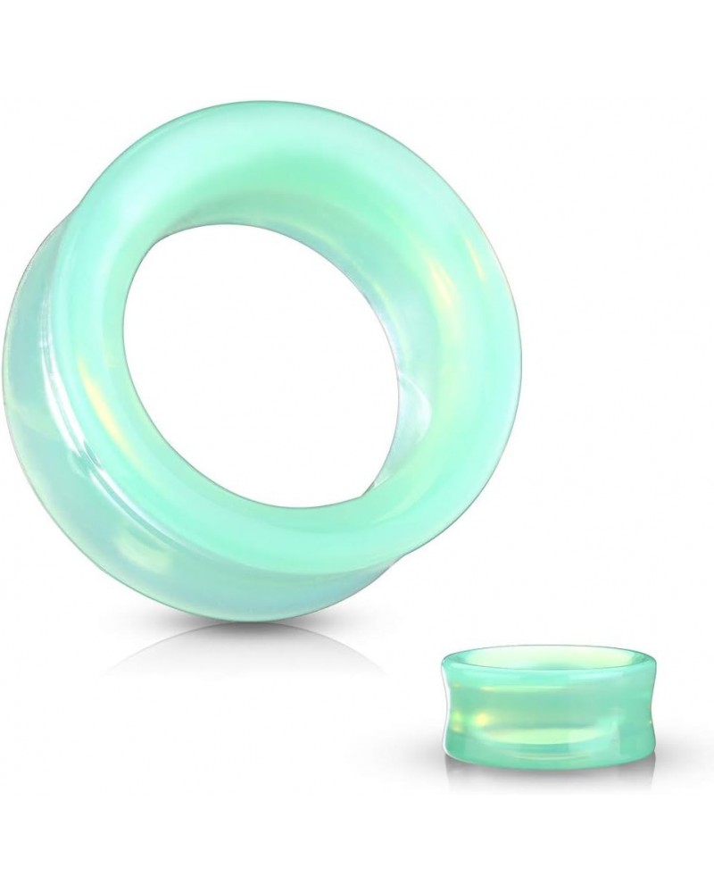 Hollow Green Opalite Glass Ear Plug gauges soscene 6mm-2 gauge $9.25 Body Jewelry