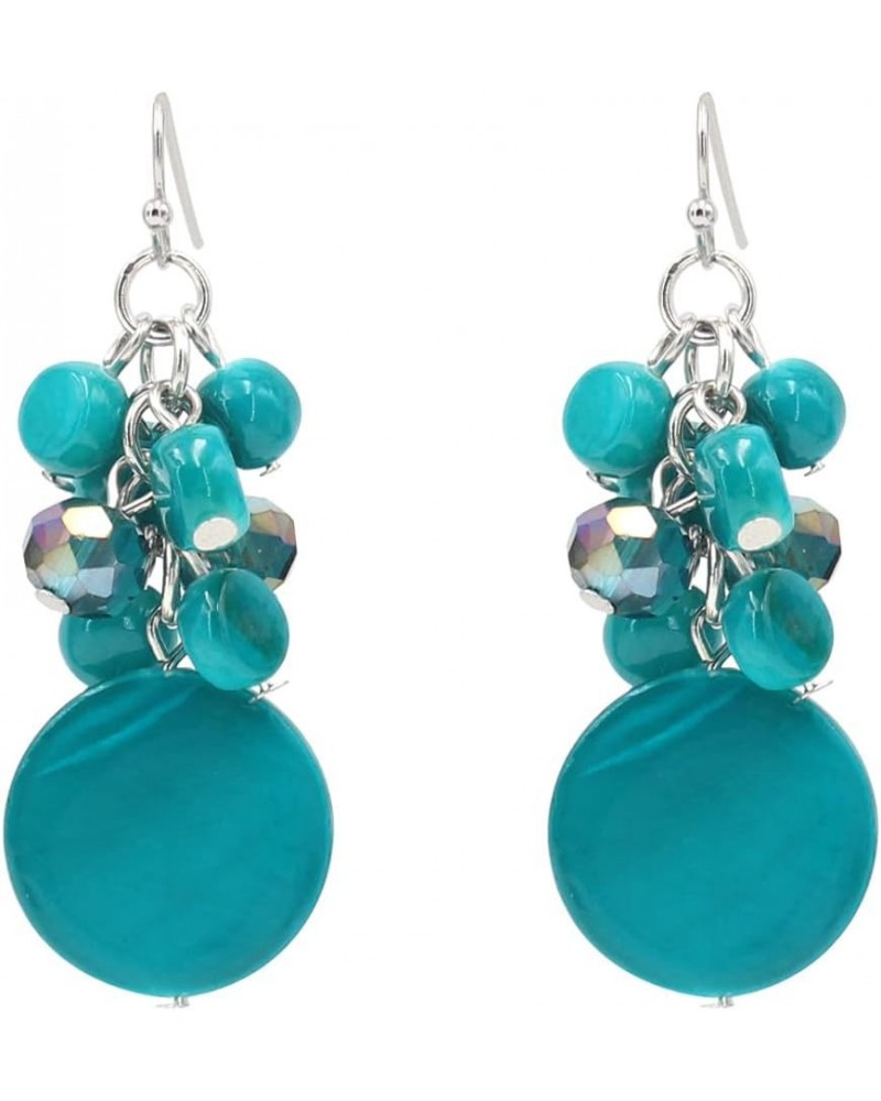 Jules D.Colorful Dangle Earrings Natural Shell Cluster Beads Drop Earrings for Women Dangling Teal $9.00 Earrings