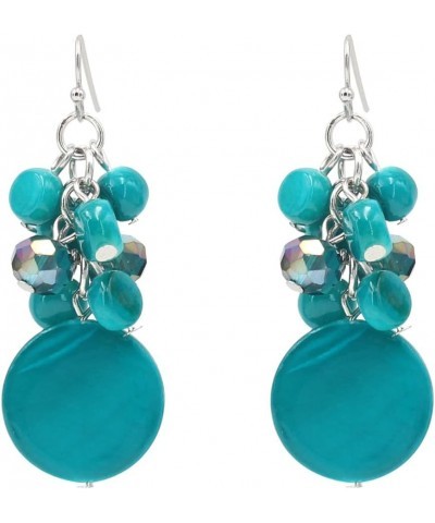 Jules D.Colorful Dangle Earrings Natural Shell Cluster Beads Drop Earrings for Women Dangling Teal $9.00 Earrings