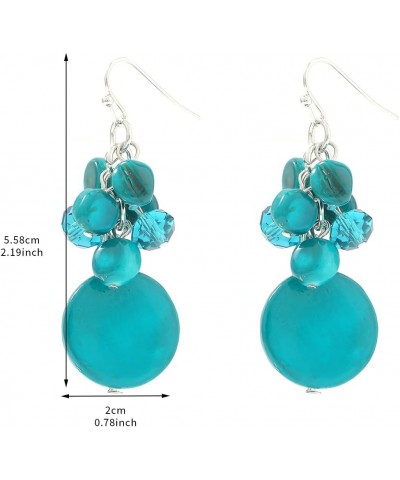 Jules D.Colorful Dangle Earrings Natural Shell Cluster Beads Drop Earrings for Women Dangling Teal $9.00 Earrings