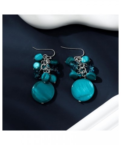 Jules D.Colorful Dangle Earrings Natural Shell Cluster Beads Drop Earrings for Women Dangling Teal $9.00 Earrings