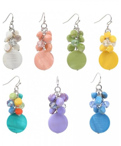 Jules D.Colorful Dangle Earrings Natural Shell Cluster Beads Drop Earrings for Women Dangling Teal $9.00 Earrings