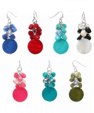 Jules D.Colorful Dangle Earrings Natural Shell Cluster Beads Drop Earrings for Women Dangling Teal $9.00 Earrings