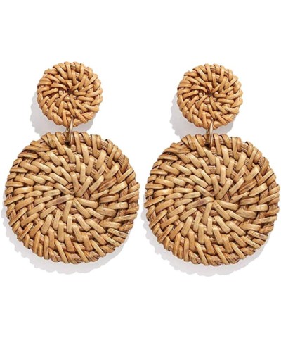 Rattan Earrings Statement Hoop Earrings for Women Straw Earrings Woven Dangle Drop Earrings (Rattan Earrings Set) A Rattan Ea...