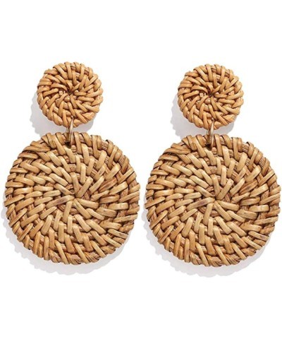 Rattan Earrings Statement Hoop Earrings for Women Straw Earrings Woven Dangle Drop Earrings (Rattan Earrings Set) A Rattan Ea...