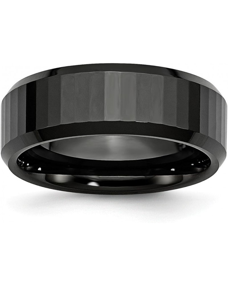 Ceramic Beveled Edge Black Faceted 8mm Polished Band $28.98 Rings