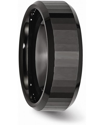 Ceramic Beveled Edge Black Faceted 8mm Polished Band $28.98 Rings