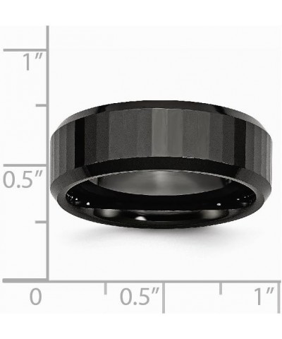 Ceramic Beveled Edge Black Faceted 8mm Polished Band $28.98 Rings