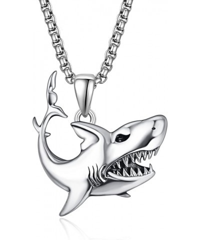 925 Sterling Silver Necklace for Men Women Jewelry Gift with Gift Box Shark $20.90 Necklaces