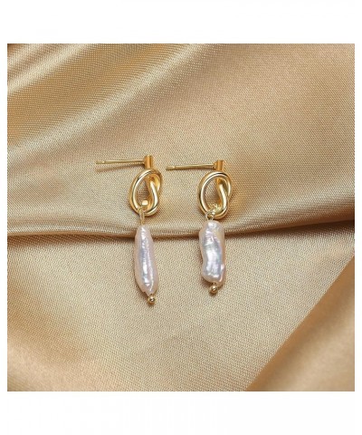 Dainty Baroque Pearl Earrings for Women Trendy, Gold Vintage Wire Wrap Drop Dangle Pearl Earrings for Womens Girls Perfect Te...