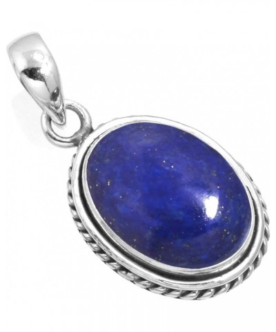 925 Sterling Silver Handmade Pendant for Women 12x16 Oval Gemstone Statement Jewelry for Gift (99548_P) Lapis $18.54 Necklaces