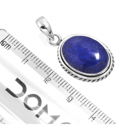 925 Sterling Silver Handmade Pendant for Women 12x16 Oval Gemstone Statement Jewelry for Gift (99548_P) Lapis $18.54 Necklaces