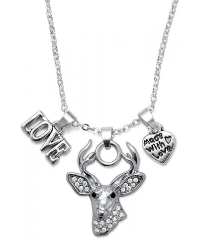 Silver Customized Charm 18 Inch Necklace with Cubic Zirconia Jewelry Love Half Carat Deer $11.99 Necklaces