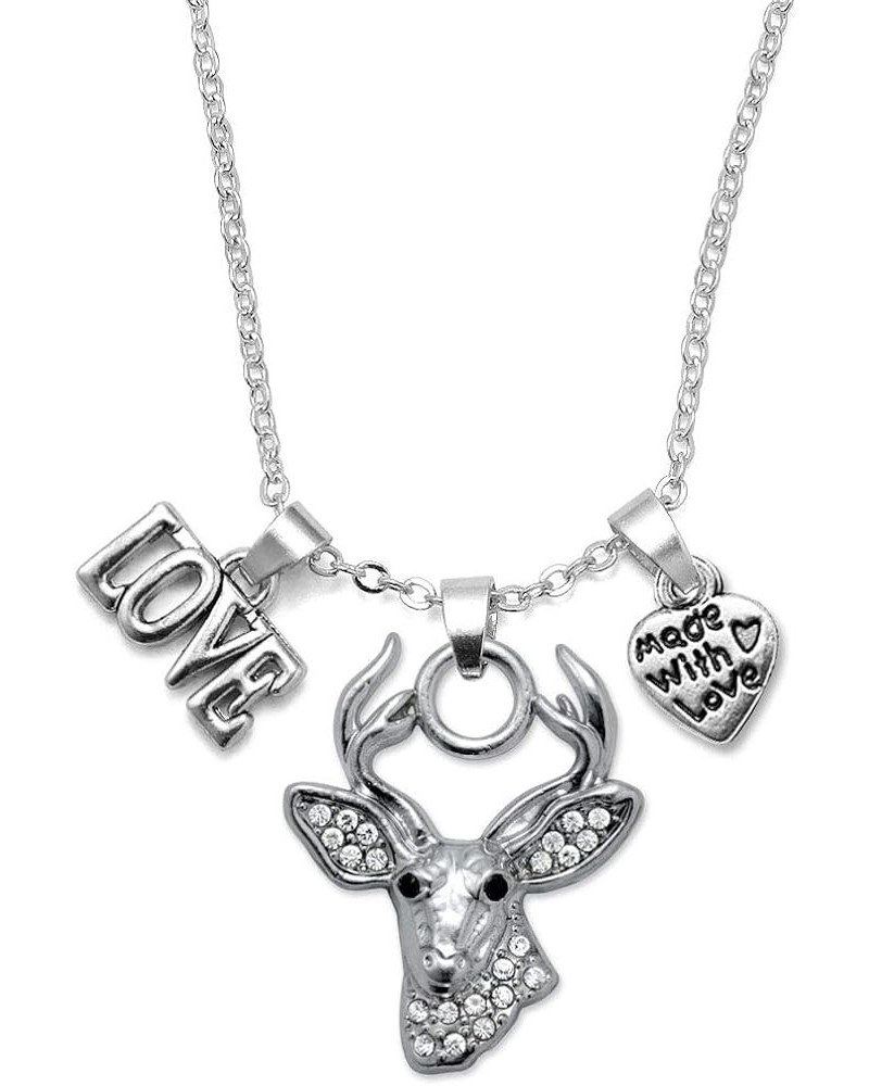 Silver Customized Charm 18 Inch Necklace with Cubic Zirconia Jewelry Love Half Carat Deer $11.99 Necklaces