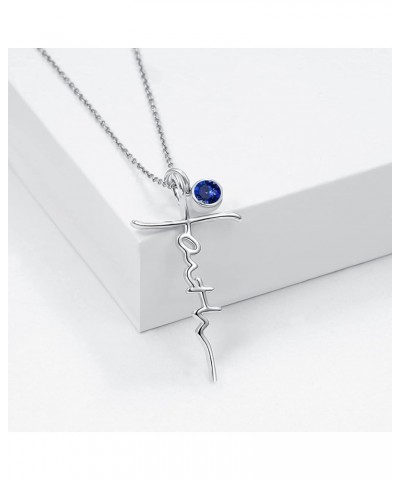 Faith Necklace for Women 925 Sterling Silver Cross Pendant Necklace Birthstone Initial Necklace Christian Religious Jewelry G...