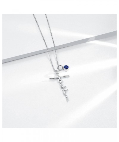 Faith Necklace for Women 925 Sterling Silver Cross Pendant Necklace Birthstone Initial Necklace Christian Religious Jewelry G...