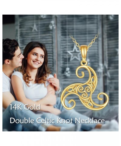 14K Gold Celtic Knot Necklace for Women Amulet Pendant Irish Jewelry Birthday Gifts for Wife Daughter Mom G $101.75 Necklaces