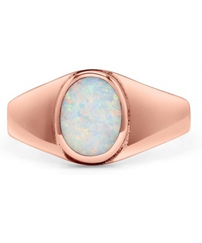 Petite Dainty Fashion Oval Thumb Ring Lab Created Opal Solid 925 Sterling Silver Rose Tone, Lab Created White Opal $14.09 Rings