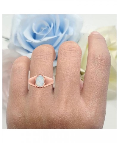 Petite Dainty Fashion Oval Thumb Ring Lab Created Opal Solid 925 Sterling Silver Rose Tone, Lab Created White Opal $14.09 Rings