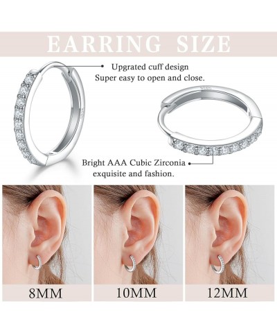 3 Pairs Sterling Silver Small Hoop Earrings Cubic Zirconia Cuff Earrings | Tiny Cartilage Huggie Hoop Earrings Piercing Jewel...