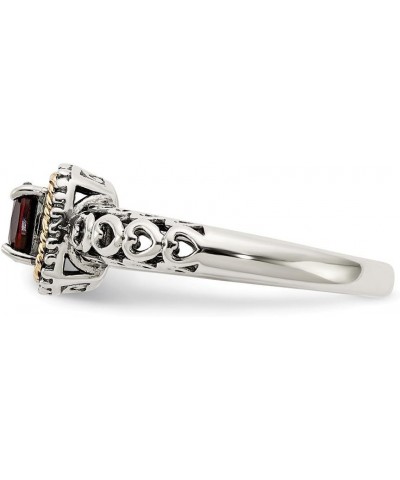 Solid 925 Sterling Silver 14k Yellow Gold Garnet January Red Gemstone Engagement Ring $44.70 Rings