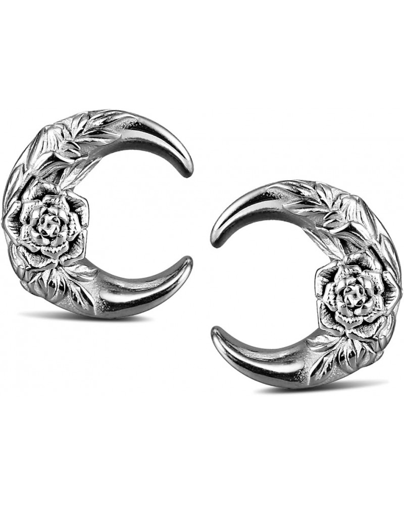 2PCS Crescent Moon Saddle Plugs 316 Stainless Steel Ear Gauges Hypoallergenic ear gauges expander Piercing Body Jewelry 5/8" ...