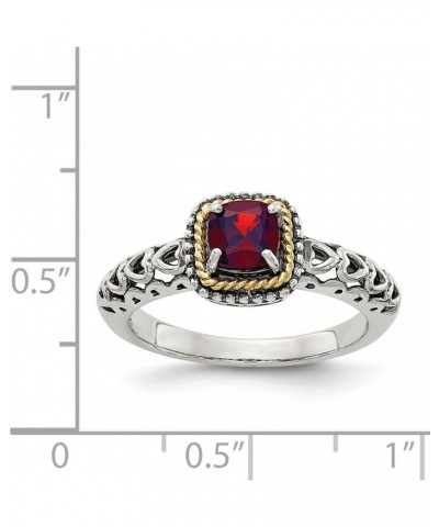 Solid 925 Sterling Silver 14k Yellow Gold Garnet January Red Gemstone Engagement Ring $44.70 Rings