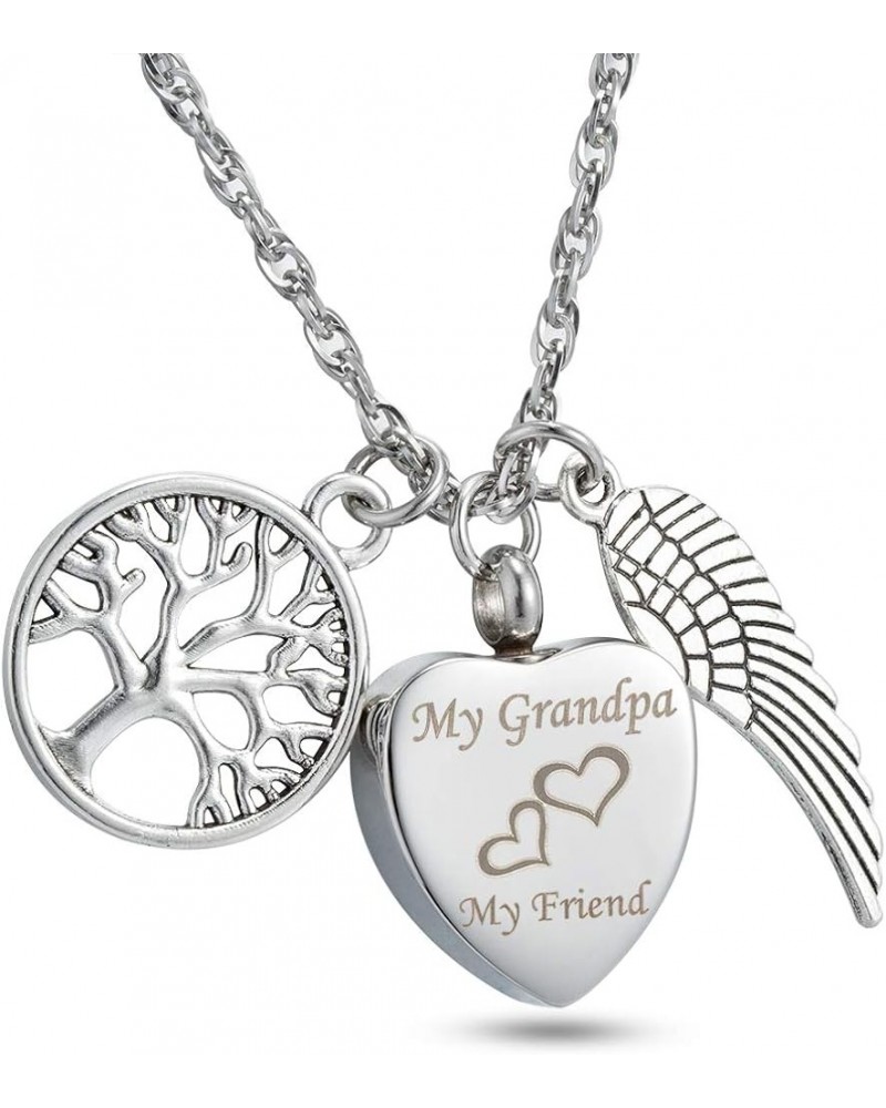 Tree of Life Charms Cremation Jewelry Heart Stamped Urn Pendant Family Love Keepsake Memorial Necklace for Ashes Grandpa non-...