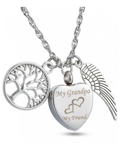 Tree of Life Charms Cremation Jewelry Heart Stamped Urn Pendant Family Love Keepsake Memorial Necklace for Ashes Grandpa non-...