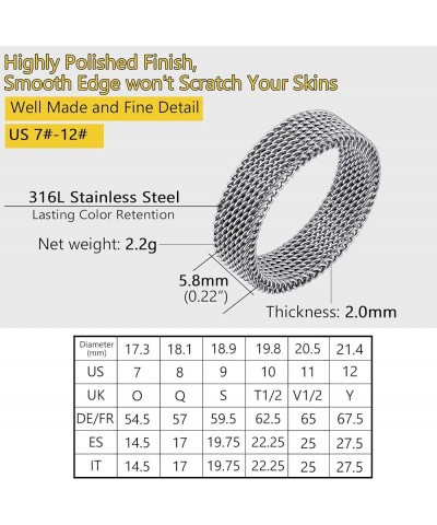 Trendy Mesh Band Rings for Men Women, Minimalist, Wide Comfort Fit Chunky Ring, Silver/Gold/Black/Colorful, Size 7- 12, Come ...