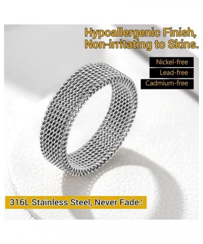 Trendy Mesh Band Rings for Men Women, Minimalist, Wide Comfort Fit Chunky Ring, Silver/Gold/Black/Colorful, Size 7- 12, Come ...