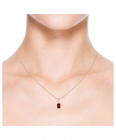 Emerald-Cut Shape Lab-Grown Ruby Pendant with Diamond Trio in Sterling Silver/14K Solid Gold/Platinum for Women | July Births...