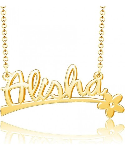 24k Gold Plated Flower Personalized Nameplate Custom Name Necklace Alisha $12.65 Necklaces