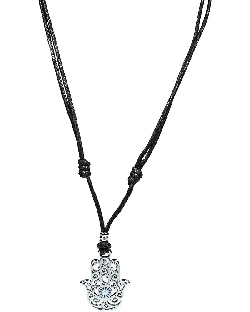 Hamsa Hand of Fatima on Adjustable Black Cord Necklace CH 2 $7.77 Necklaces