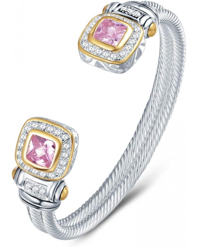 Designer Inspired Jewelry Double Cable Wire CZ Antique Bangle Elegant Beautiful Valentine Gift (Pink) $10.80 Bracelets