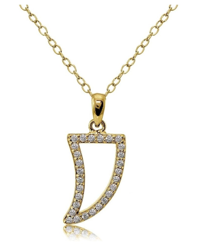 Sterling Silver Cubic Zirconia Tusk Necklace Yellow Gold $16.19 Necklaces