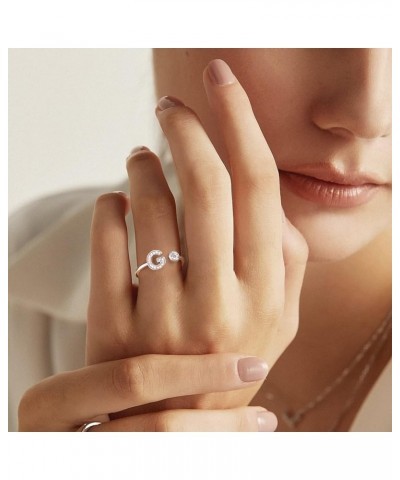 GoldChic Jewelry Silver Initial Rings for Women, Crystal Letter Stacking Rings, 925 Sterling Silver Stackable Captial Ring fo...